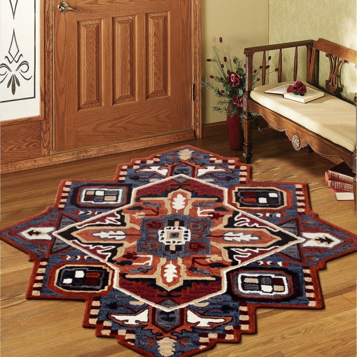 LR Home SHAPES 50924 Rust/ Navy 7' X 7' Octagon Rug