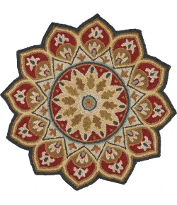 Sindy SIN-AC Red Area Rug 4 ft. Round