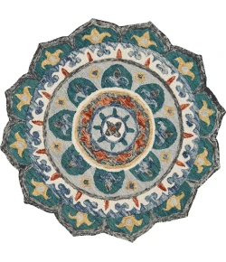 Sindy SIN-AG Green Area Rug 4 ft. Round