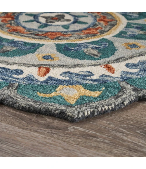 LR Home SINUOUS 54109 Gray/ Multi 4' X 4' Round Rug