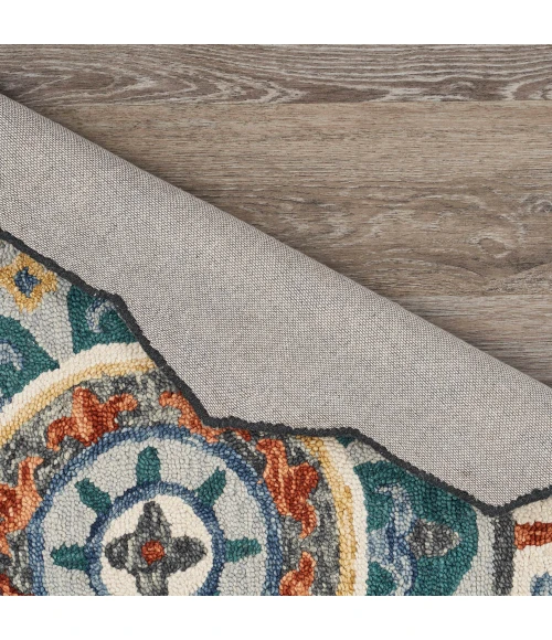 LR Home SINUOUS 54109 Gray/ Multi 4' X 4' Round Rug