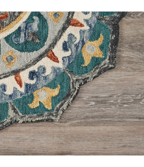 LR Home SINUOUS 54109 Gray/ Multi 4' X 4' Round Rug