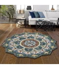 LR Home SINUOUS 54109 Gray/ Multi 4' X 4' Round Rug
