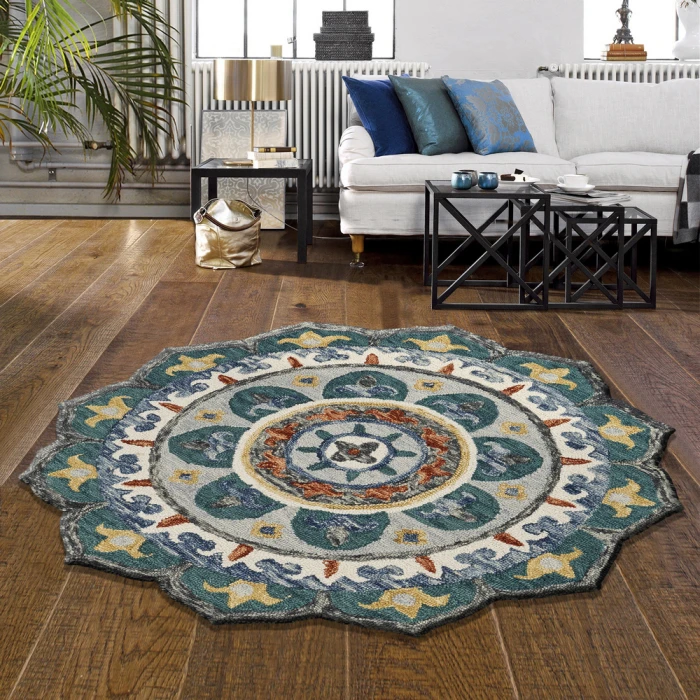 Rugs Town 54109 Gray/ Multi 6' Round Rug