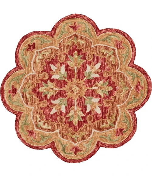 LR Home SINUOUS 54110 Red 4' X 4' Round Rug