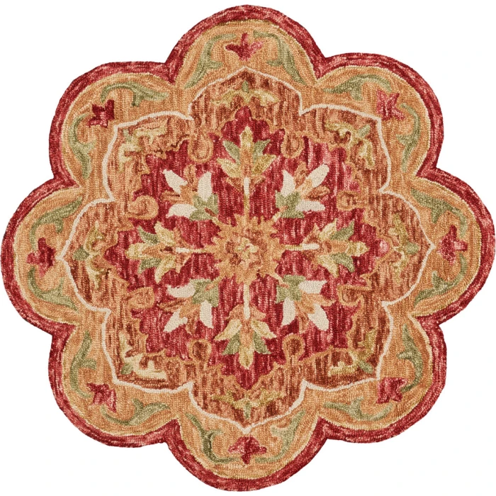 LR Home SINUOUS 54110 Red 4' X 4' Round Rug