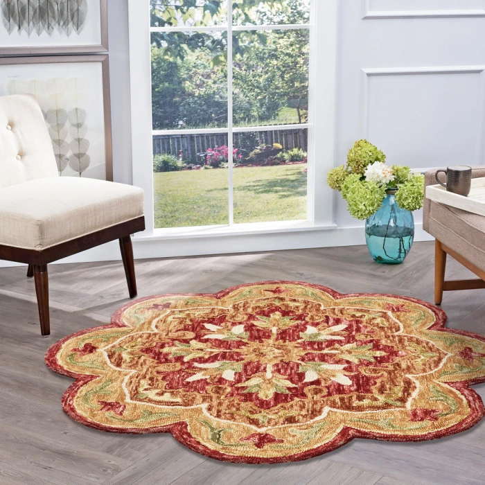 LR Home SINUOUS 54110 Red 4' X 4' Round Rug