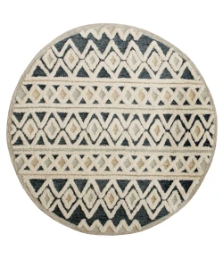 Sindy SIN-AI Blue Area Rug 4 ft. Round