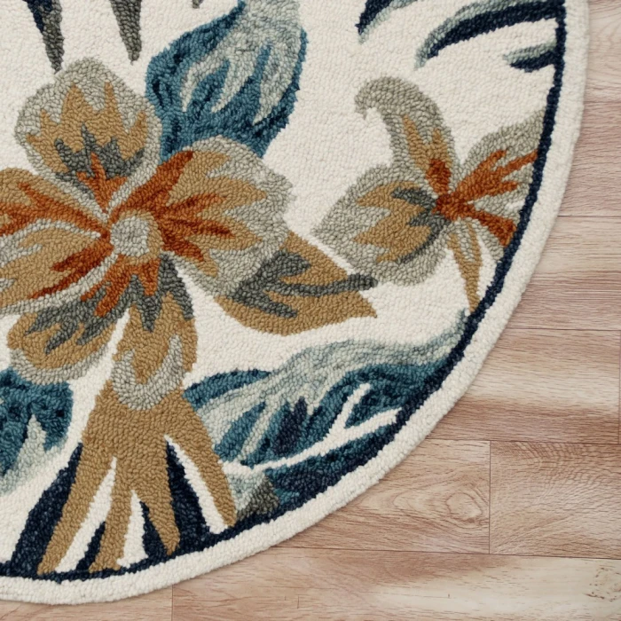 LR Home SINUOUS 54118 Ivory/ Navy 4' X 4' Round Rug
