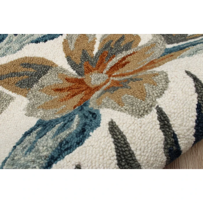 LR Home SINUOUS 54118 Ivory/ Navy 4' X 4' Round Rug