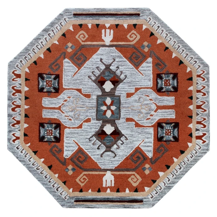 Rugs Town 54119 Gray/ Rust 6' Round Rug