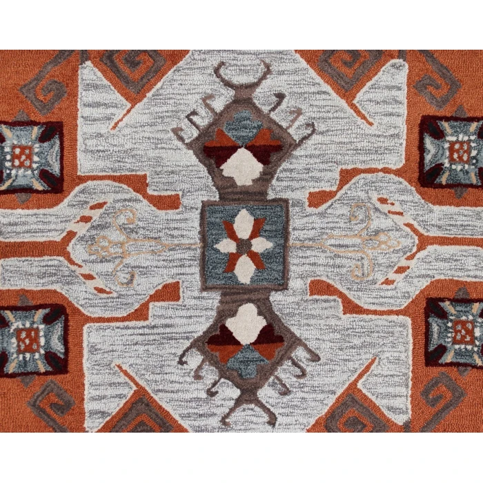 Rugs Town 54119 Gray/ Rust 6' Round Rug