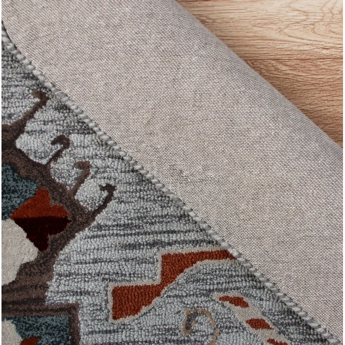 Rugs Town 54119 Gray/ Rust 6' Round Rug