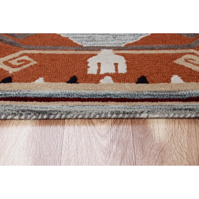 Rugs Town 54119 Gray/ Rust 6' Round Rug