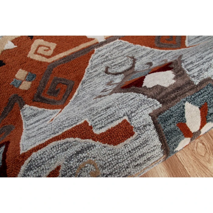 Rugs Town 54119 Gray/ Rust 6' Round Rug