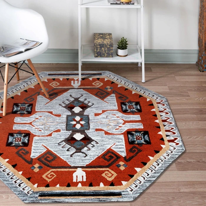 Rugs Town 54119 Gray/ Rust 6' Round Rug