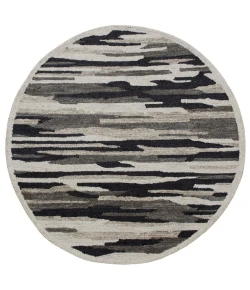 Sindy SIN-AQ Black Area Rug 6 ft. Round