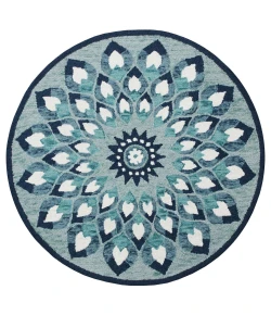 Sindy SIN-AR Blue Area Rug 6 ft. Round