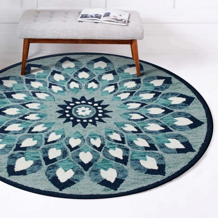 Rugs Town 54151 Teal/ Blue 4' X 4' Round Rug
