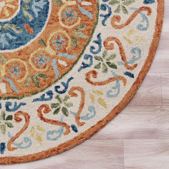 Rugs Town 54153 Rust/ Ivory 4' X 4' Round Rug