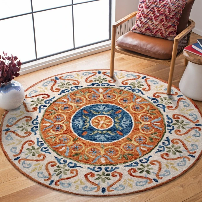 Rugs Town 54153 Rust/ Ivory 4' X 4' Round Rug