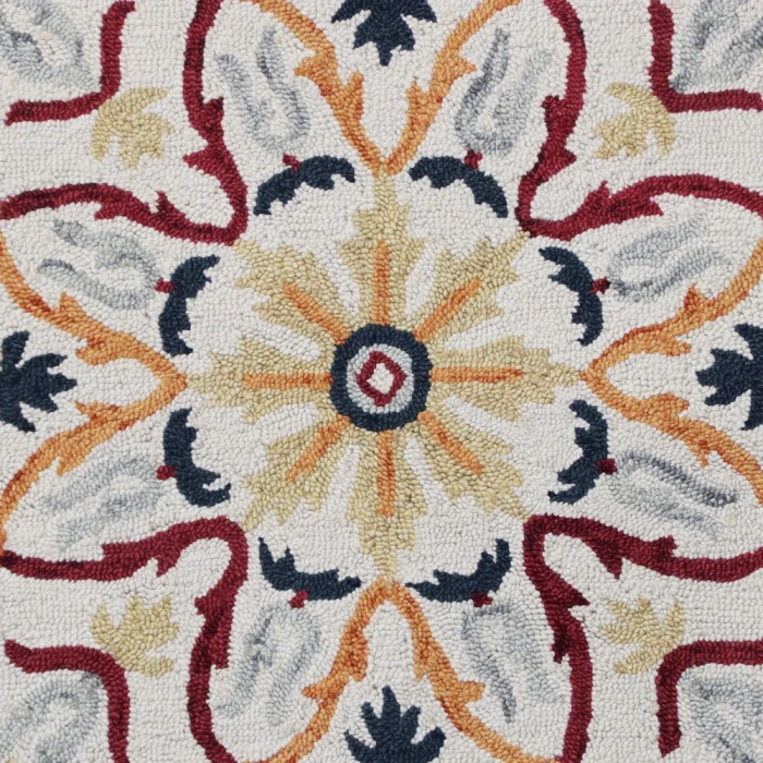 LR Home SINUOUS 54154 Ivory/ Red 4' X 4' Round Rug