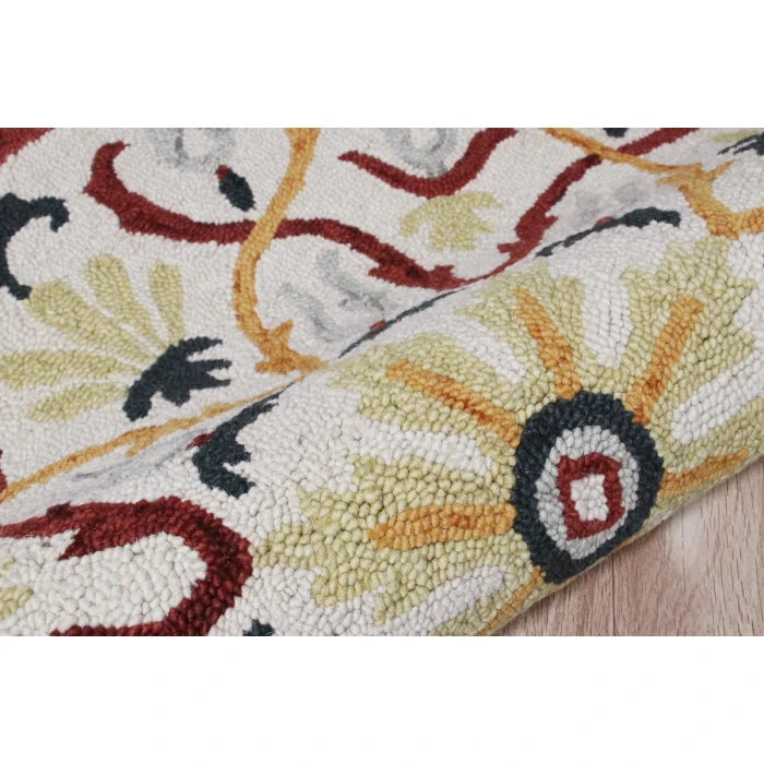 LR Home SINUOUS 54154 Ivory/ Red 4' X 4' Round Rug