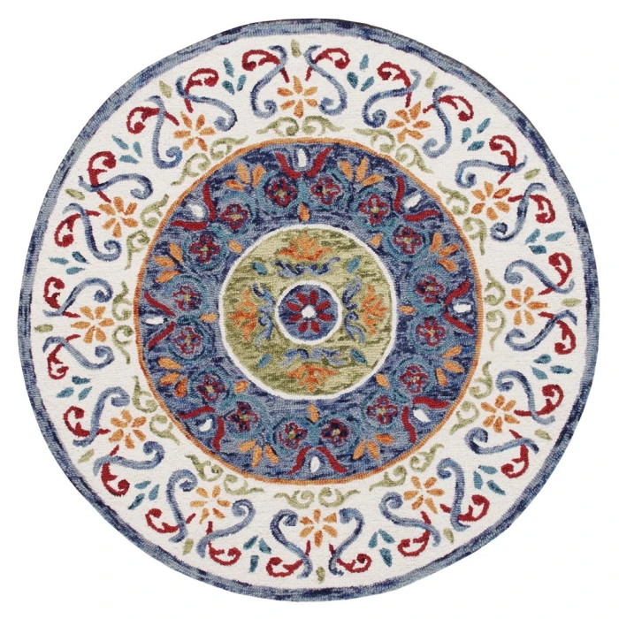 Rugs Town 54155 Blue/ Ivory 6' Round Rug