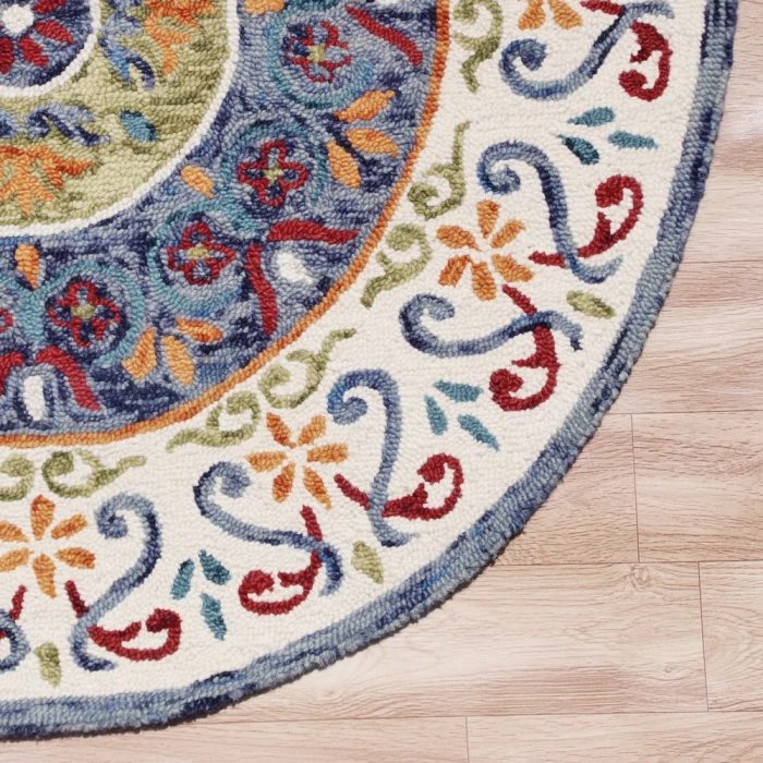 Rugs Town 54155 Blue/ Ivory 6' Round Rug