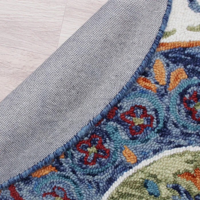 Rugs Town 54155 Blue/ Ivory 6' Round Rug