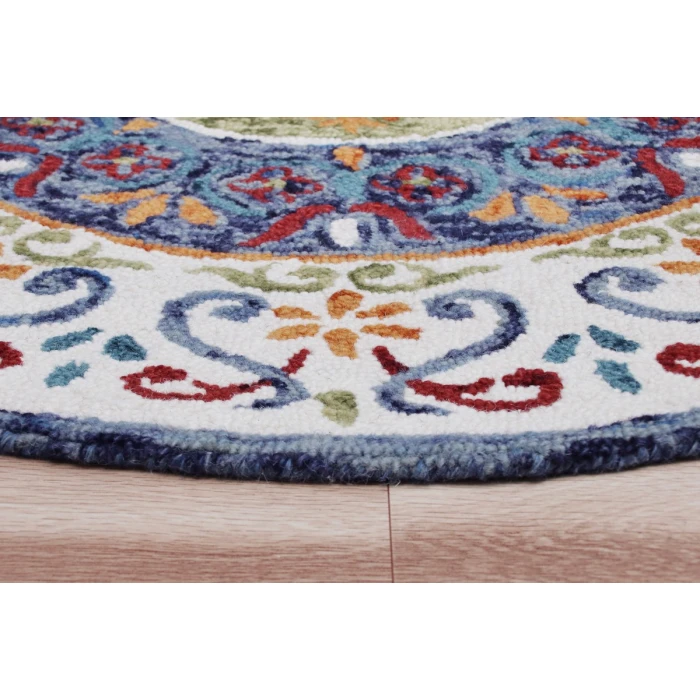 Rugs Town 54155 Blue/ Ivory 6' Round Rug