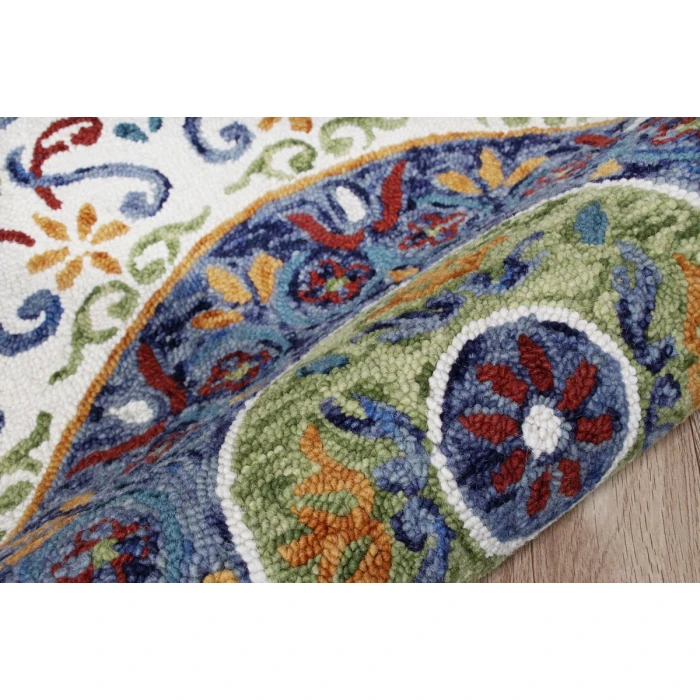 Rugs Town 54155 Blue/ Ivory 6' Round Rug