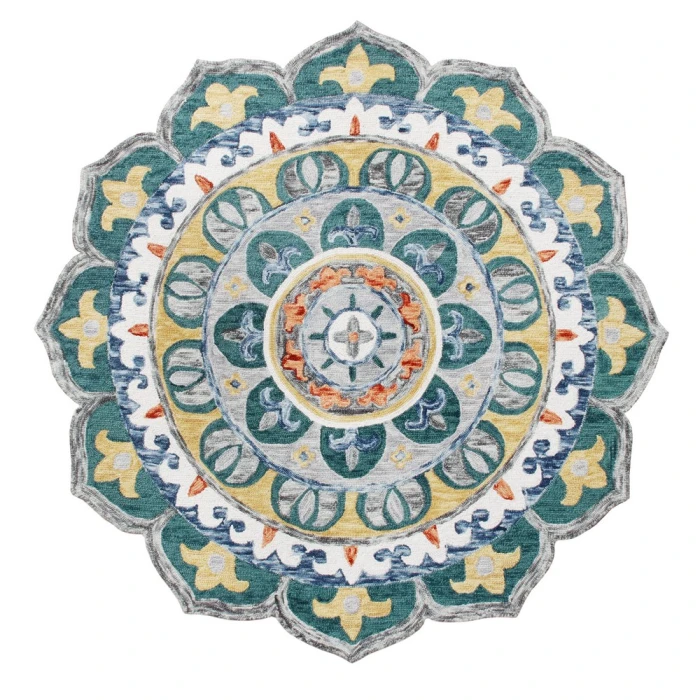Rugs Town 54162 Green/ Multi 6' Round Rug