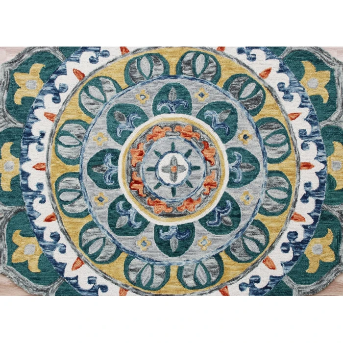 Rugs Town 54162 Green/ Multi 6' Round Rug