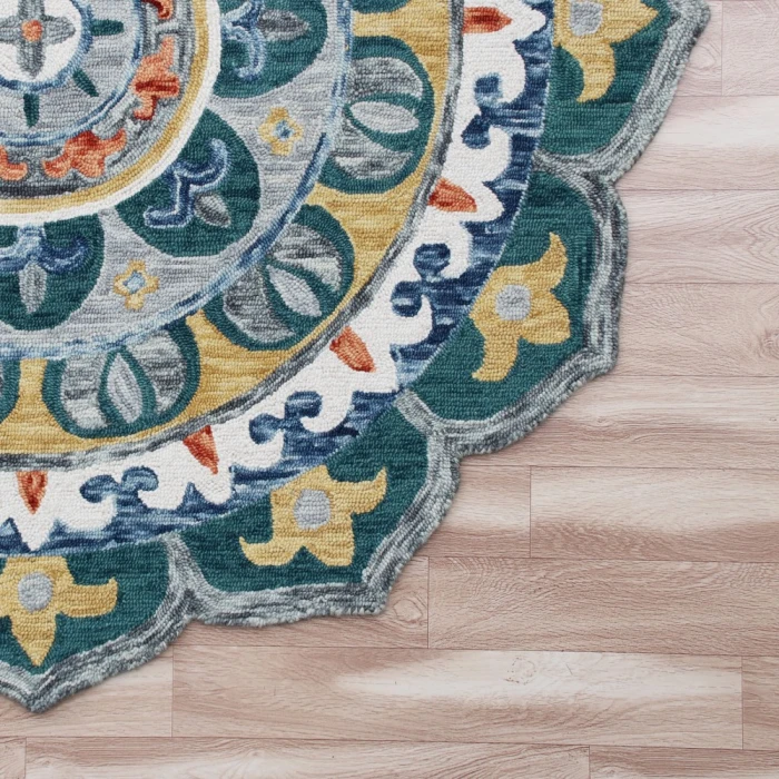 Rugs Town 54162 Green/ Multi 6' Round Rug
