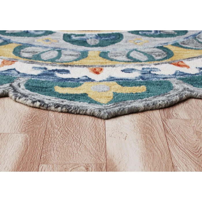 Rugs Town 54162 Green/ Multi 6' Round Rug