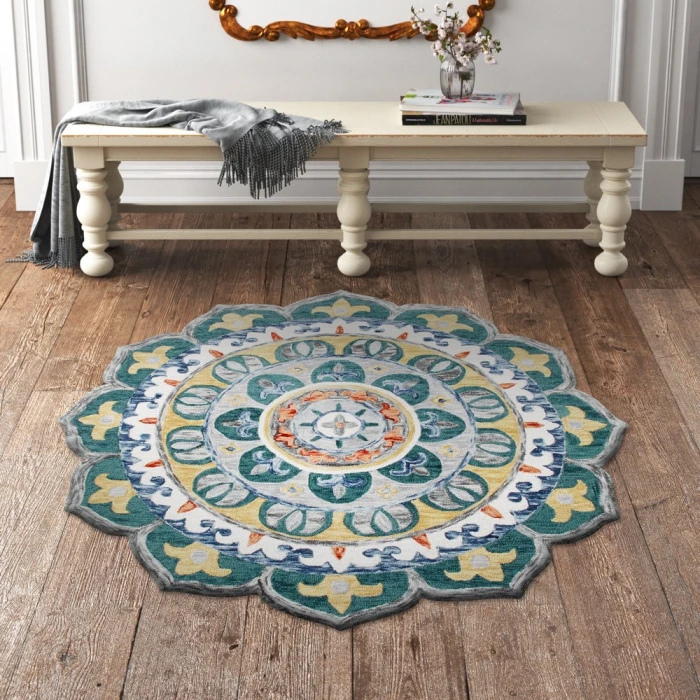 Rugs Town 54162 Green/ Multi 6' Round Rug
