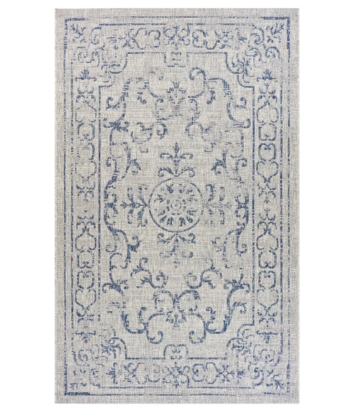LR Home Sun Shower 81249 Navy/ Gray 1'10" X 3'0 Rect. Rug