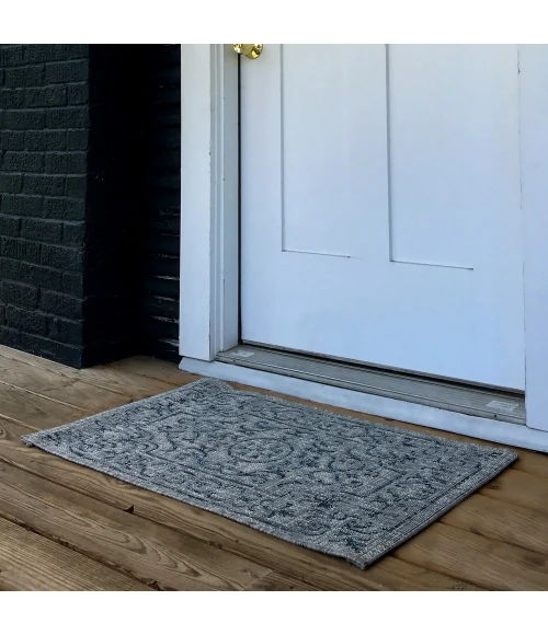 LR Home Sun Shower 81249 Navy/ Gray 7'9" X 9'9 Rect. Rug