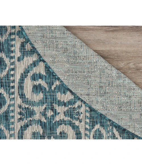 LR Home Sun Shower 81250 Teal/ Beige 7'-6" X 7'-6" Round Rug