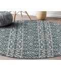 LR Home Sun Shower 81250 Teal/ Beige 7'-6" X 7'-6" Round Rug