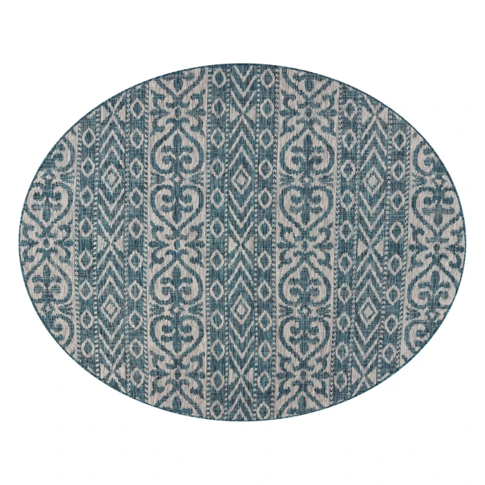 Rugs Town Shower 81250 Teal/ Beige 7'-6" X 7'-6" Round Rug