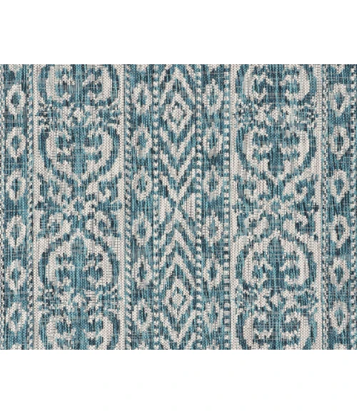 LR Home Sun Shower 81250 Teal/ Beige 7'-6" X 7'-6" Round Rug