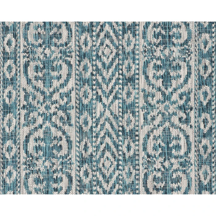 Rugs Town Shower 81250 Teal/ Beige 7'-6" X 7'-6" Round Rug
