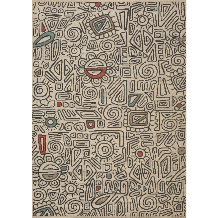 Rugs Town Beige TRIBU 5ft. x 7ft. Rectangle Rug