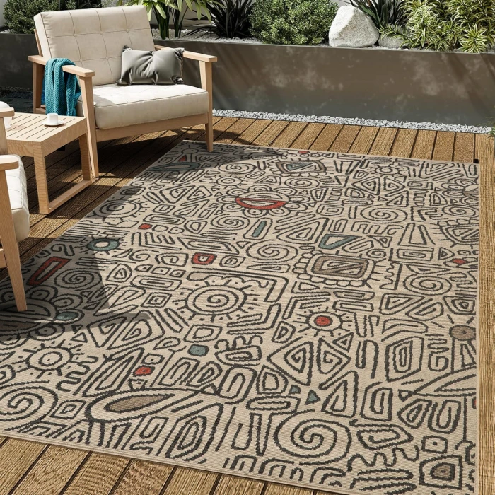 Rugs Town Beige TRIBU 5ft. x 7ft. Rectangle Rug