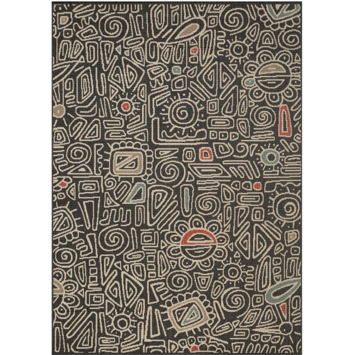 Rugs Town Black TRIBU 8ft. x 9ft.9in. Rectangle Rug