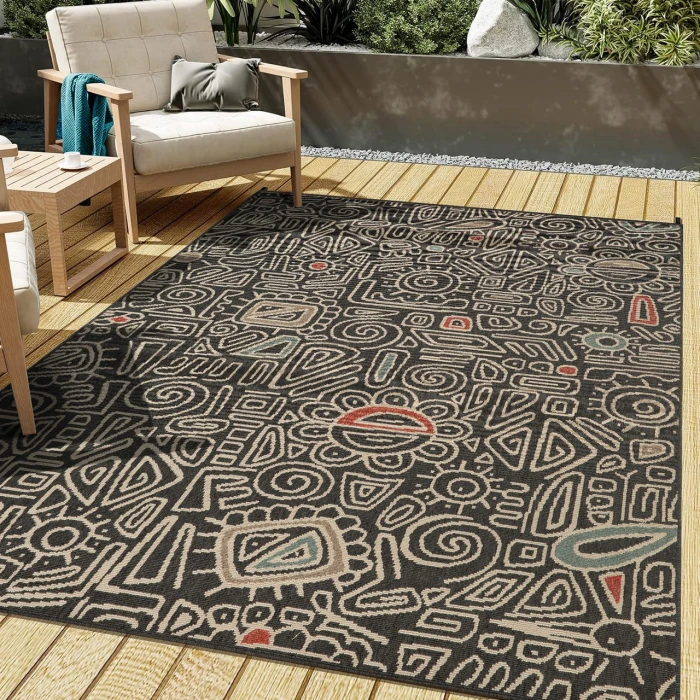Rugs Town Black TRIBU 8ft. x 9ft.9in. Rectangle Rug