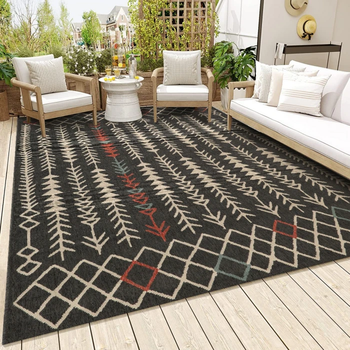 Rugs Town Black TRIBU 8ft. x 9ft.9in. Rectangle Rug