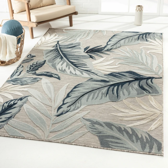 LR Home Veranda 82101 Beige/ Blue 5'0" X 7'0 Rect. Rug
